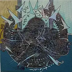 ENGİN KORKMAZ tarafından 2017 yılında 25x25 cm ölçülerinde Tuval üzeri yağlı boya tekniği ile yapılmıştır.