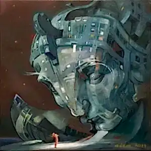 ADEM BAŞPINAR tarafından 2021 yılında 25x25 cm ölçülerinde Tuval üzeri akrilik boya tekniği ile yapılmıştır.