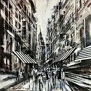 AYHAN ÇETİN tarafından 2023 yılında 25x25 cm ölçülerinde Tuval üzeri akrilik boya tekniği ile yapılmıştır.