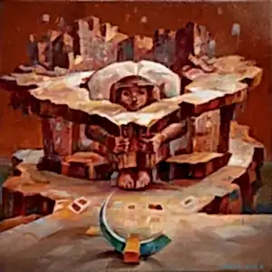 ADEM BAŞPINAR tarafından 2022 yılında 25x25 cm ölçülerinde Tuval üzeri akrilik boya tekniği ile yapılmıştır.