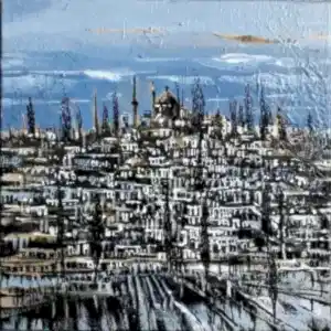 AYHAN ÇETİN tarafından 2022 yılında 25x25 cm ölçülerinde Tuval üzeri akrilik boya tekniği ile yapılmıştır.