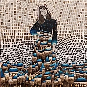 BİNNUR YÜCEBAŞ RUOCCO tarafından 2022 yılında 25x25 cm ölçülerinde Tuval üzeri yağlı boya tekniği ile yapılmıştır.