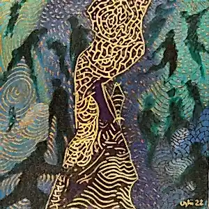 NECMETTİN ÖZLÜ tarafından 2022 yılında 25x25 cm ölçülerinde Tuval üzeri akrilik ve yağlı boya tekniği ile yapılmıştır.